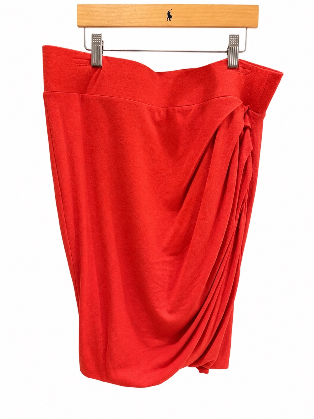 Helmut Lang Red Draped Midi Skirt